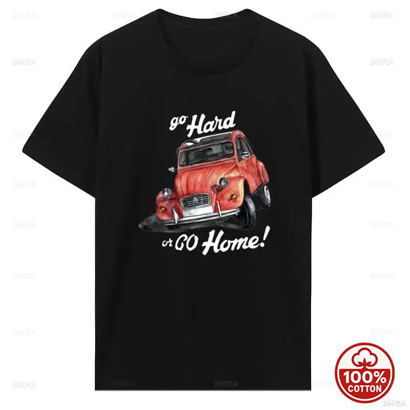 Retro Art Deco Antique Roadster Classic Vintage Car Hand Drawn Graphic Short Sleeve Unisex Soft Cotton Loose Summer Sport TShirt