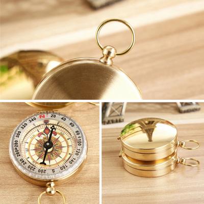 Vintage Copper Flip Outdoor Navigation Camping Pocket Compass Luminous Travel