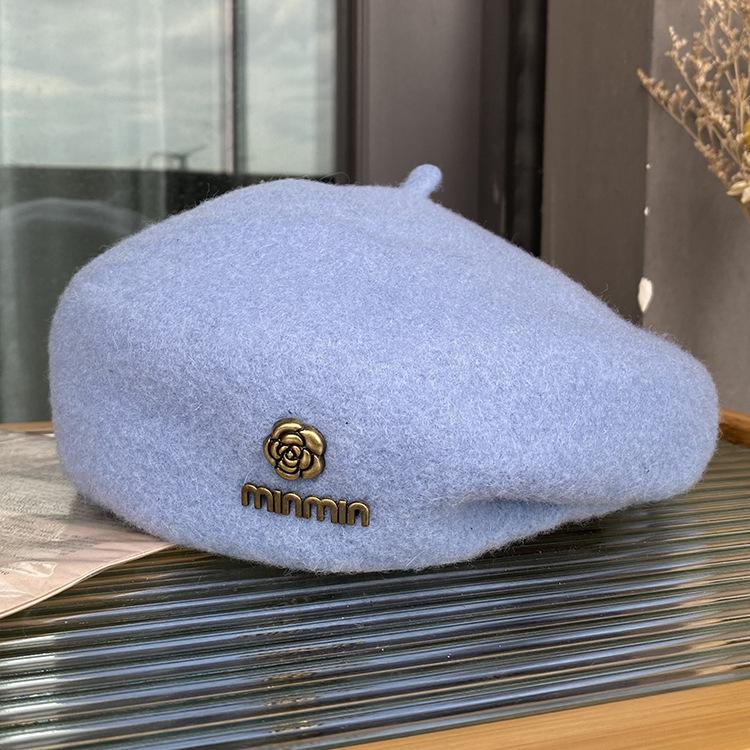 Wool Beret Women'S Versatile Face Small Three-Dimensional Stylish Bud Hat Japanese Literary And Artistic Painter Hat