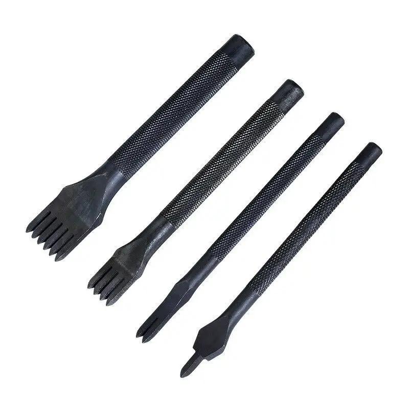 4 Pcs Quality Leather Craft Tools Hole Punches Stitching Punch Tool Set 1+2+4+6 Prong Leather Tools Set