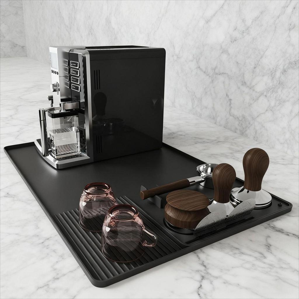 Silicone Coffee Machine Draining and Drying Mat - Multipurpose Kitchen Counter Mat