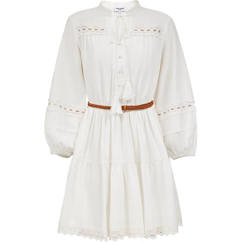 

VEROMODA 2025 Autumn A-Line Lace Patchwork Lantern Sleeve Mini Dress M