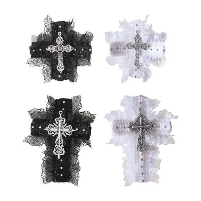 Dark Black Crosses Hair Clip Crosses Hairpin Sweet Balletcore Bunches Hair Clip