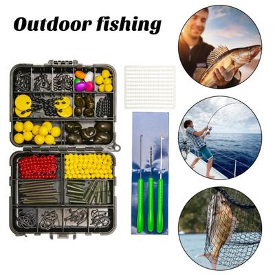 Yousheng 143/145-teiliges Karpfenfischen Zubehör Set mit beidseitiger Box Angelhaken Köder Kugel Hülsenrohr Schwimmer Wirbel Nadel Männer Karpfenfischen Ausrüstung