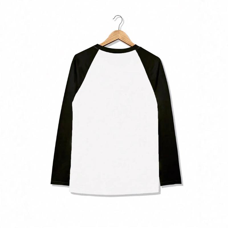Fashion Printed Patchwork Long Sleeve Casual Crew Neck Pullover T Shirt