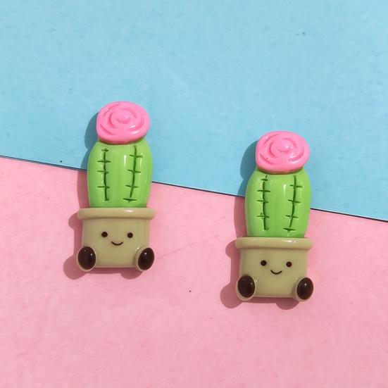 2Pcs Cartoon Potted Plants Fridge Magnet Resin 3D Potted Cactus Aloe Lily Tulip Flower Refrigerator Magnet Kitchen Home Office Decoration
