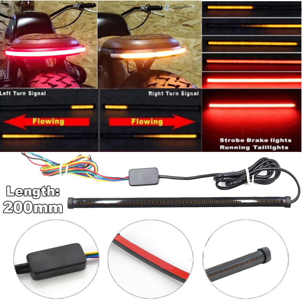 8 Flexible LED Tail Light Strip For Motorcycle – Brake, Turn Signal, Running Lights, Waterproof, Easy Install