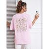 Women's Spring/Summer Fresh Print Short-Sleeve Top Breathable Loose-Fit Pullover T-Shirt