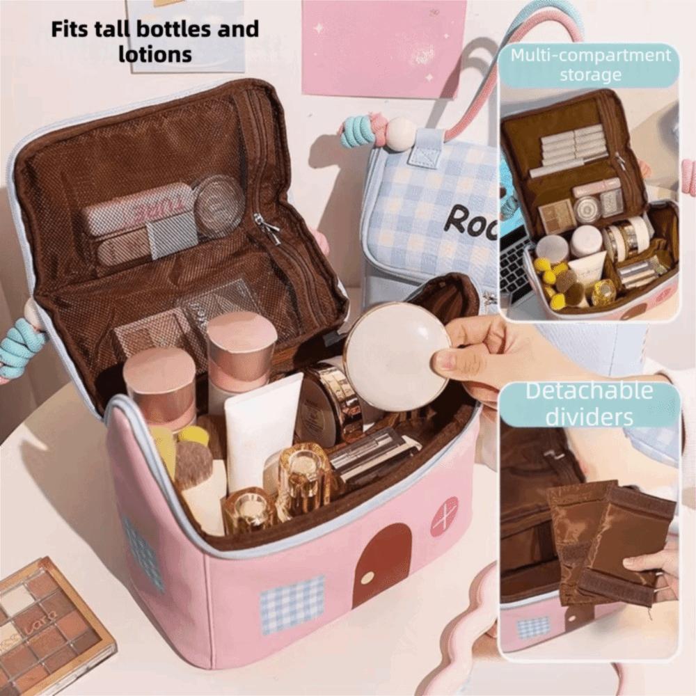 Large Capacity Cosmetic Bag House Shape Portable Toiletry Organizer Makeup Bag  Home Storage