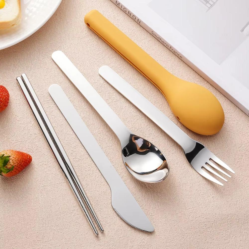 3pcs/set 304 Stainless Steel Children's Tableware Set Rust-proof Flatware Set  Camping