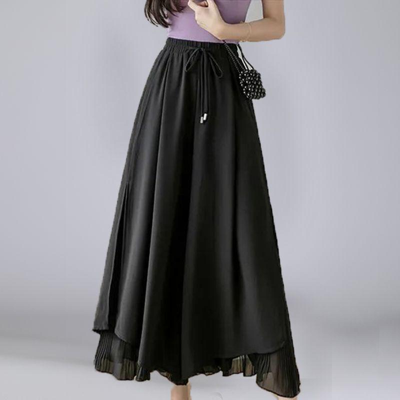 

Women s Retro Floral Chiffon Wide-Leg High-Waist Skirt-Pants – Lightweight, Loose Fit M (Recommended 90-105 jin)