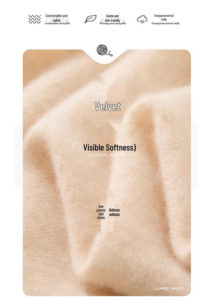Seamless One-Piece Autumn/Winter Women's Baby Cashmere Half-High Neck Pullover Sweater