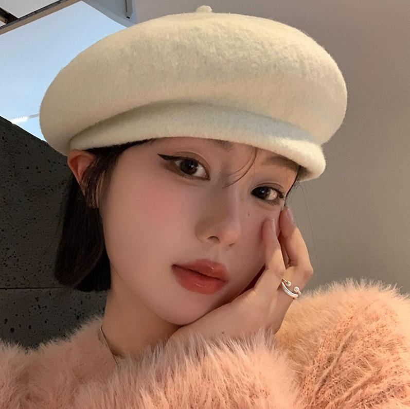 Britische Wolle Filz Koreanische Perlen Retro Baskenmütze für Damen - Herbst/Winter Society-Maler Trend