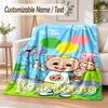 Cocomelon Custom Name Flannel Throw Blanket Soft Warm for Sofa Bed Indoor Home Use