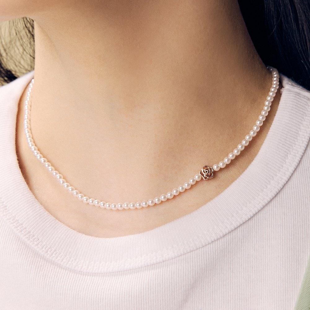 [Rosemont] Silver Pearl Necklace Rc0396