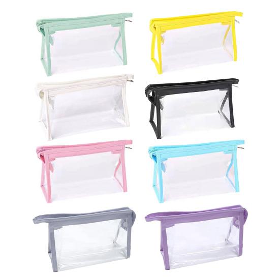 Clear Pencil Pouch Transparent Pencil Case with Zipper Stationery Toiletries Organizer Travel Cosmetic Makeup Storage Bag for School Office Supplies