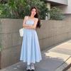 Beach Resort Camisole Dress for Women In Summer, Shoulder Length, Waist Up, Backless Skirt with Straps, A-line Skirt