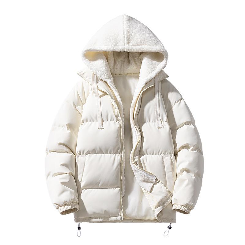 Winter Thick Collar Contrast Color Cotton-padded Jacket Male Winter Thick Couples with Cotton-padded Jacket Bread Coat.