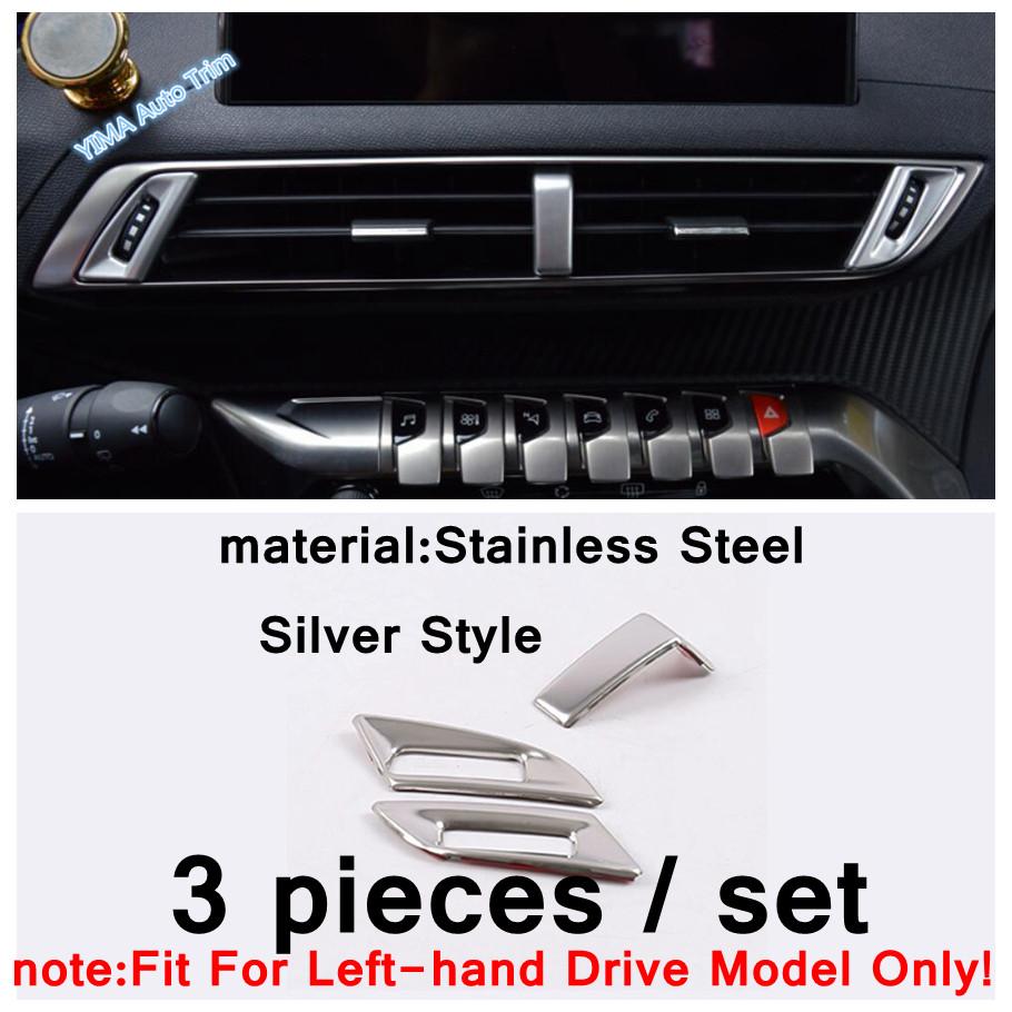 Silver Interior Fit For Peugeot 3008 5008 GT 2017 - Glove & Gear Shift Box Sequ / AC Vent / Door Handle Bowl Cover Trim