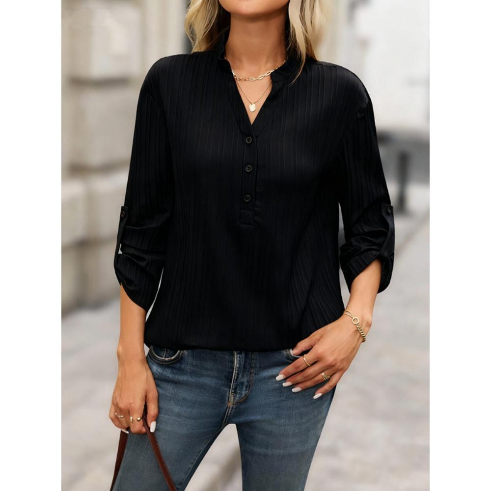 New Women's V-neck Half-open Buttoned Shirt, A Fashionable and Versatile Top That Suits All Occasions.