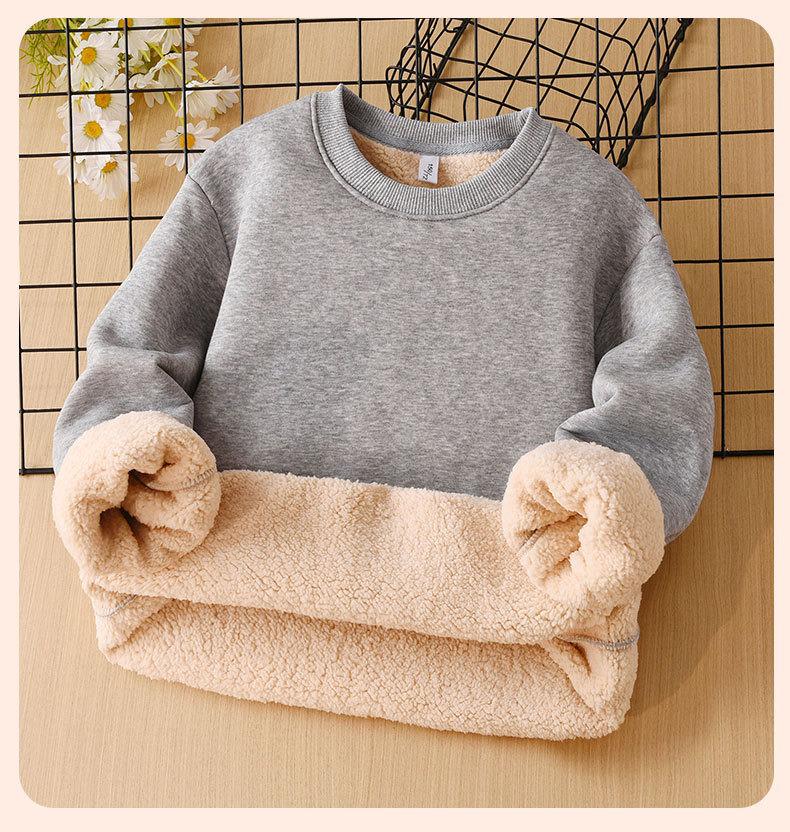 2026 Year of the Horse Red Fleece-Lined Sweatshirt for Kids - Warm, Thick, Round Neck Pullover