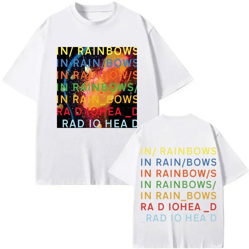Rock Grupė Radiohead in Rainbows Album Merch Marškinėliai Vyrams Moterims Drabužiai Y2k Mada Marškinėliai Vasariniai Kasdieniai Laisvi Medvilniniai Marškinėliai