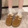 Women's Belt Buckle Fashion Lightweight Soft Sole Winter Warm Fur One Snow Boots Padded Lined Non-slip Casual Sports Cotton Boots Fur Shoes