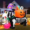 5FT Halloween Outdoor Inflatable Toys Decorations Skeleton Dog with Pumpkin LED Light Up Blow Up Outside Lawn Inflatable Model