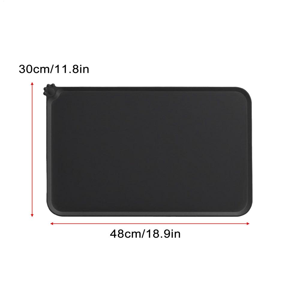 

18.9X11.8in Non-Slip Silicone Pet Feeding Mat Waterproof Dog Bowl Placemat Quick-Dry Cat Food Tray Mat Small Animal Accessories чорний