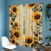 Retro Wooden Board Sunflower Pole Bag Curtains Bedroom Kitchen Decoration Home Living Room Curtain Polyester Perfect For Area