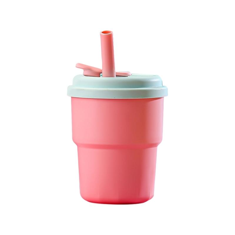 

380ML Spill Proof Plastic Drink Container Pastel Colored Water Bottle with Straw For Office School Travel Essential 1