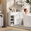 Bathroom Cabinet with 1 Drawer, 2 Doors, 3 Open Compartments, Scandinavian Style, 80x30x80.2cm, White