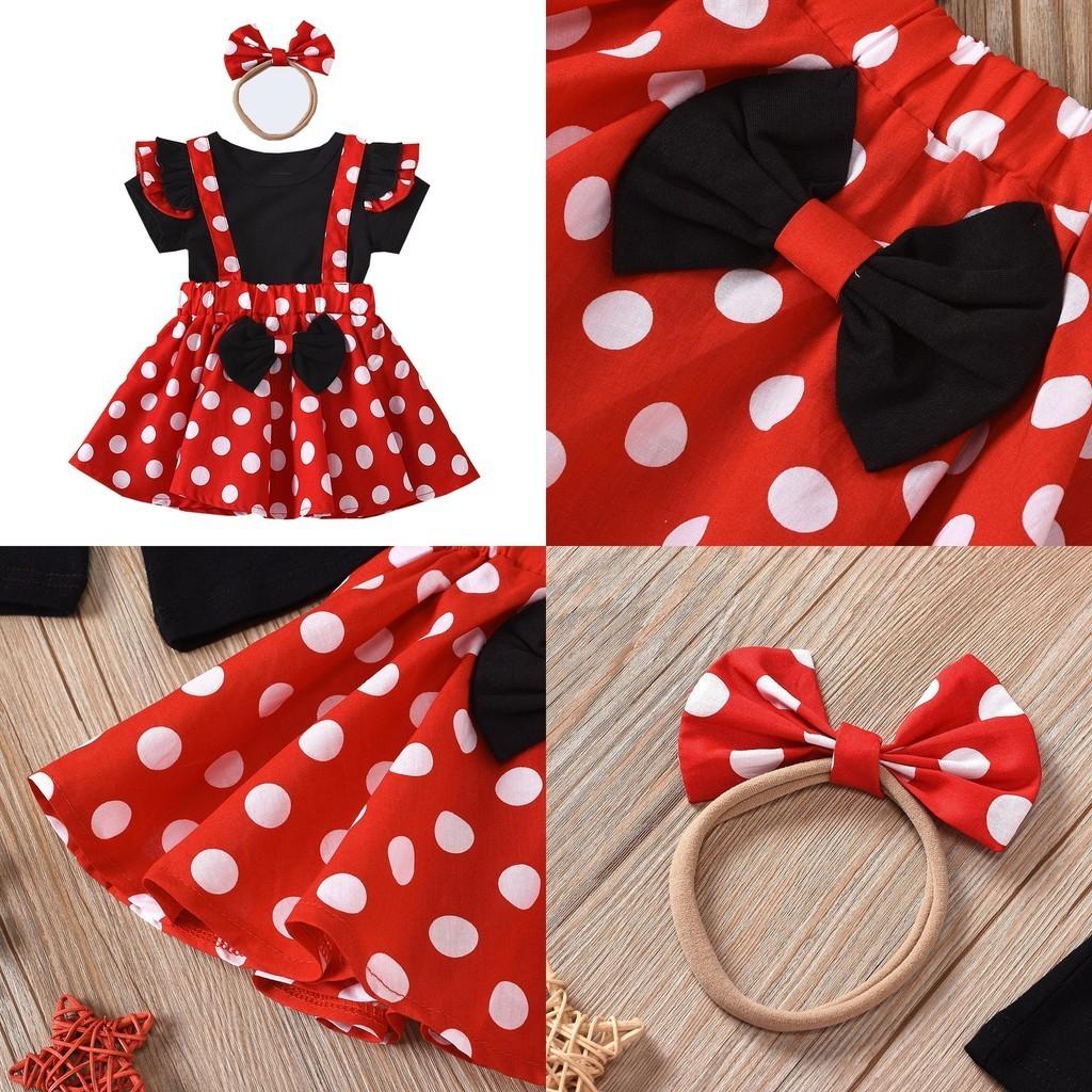Baby Girl Minnie Mouse Party Tutu Dress Outfit With Bow Headband