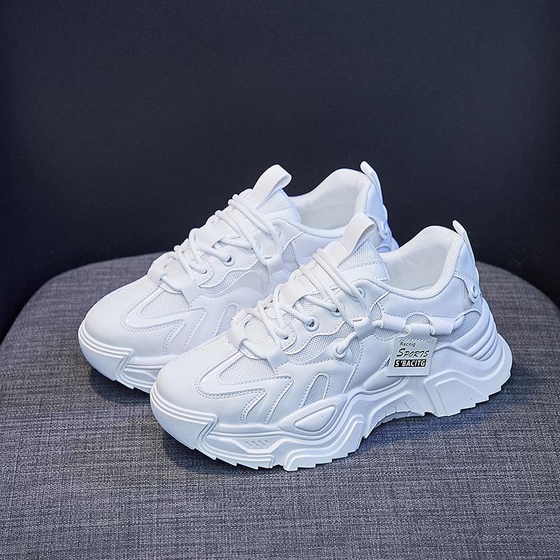 Women White Casual Shoes Thick Sole Chunky Sneakers Black Ladies  Fashion Non-slip Spring Autumn Platform Sports Shoes Woman