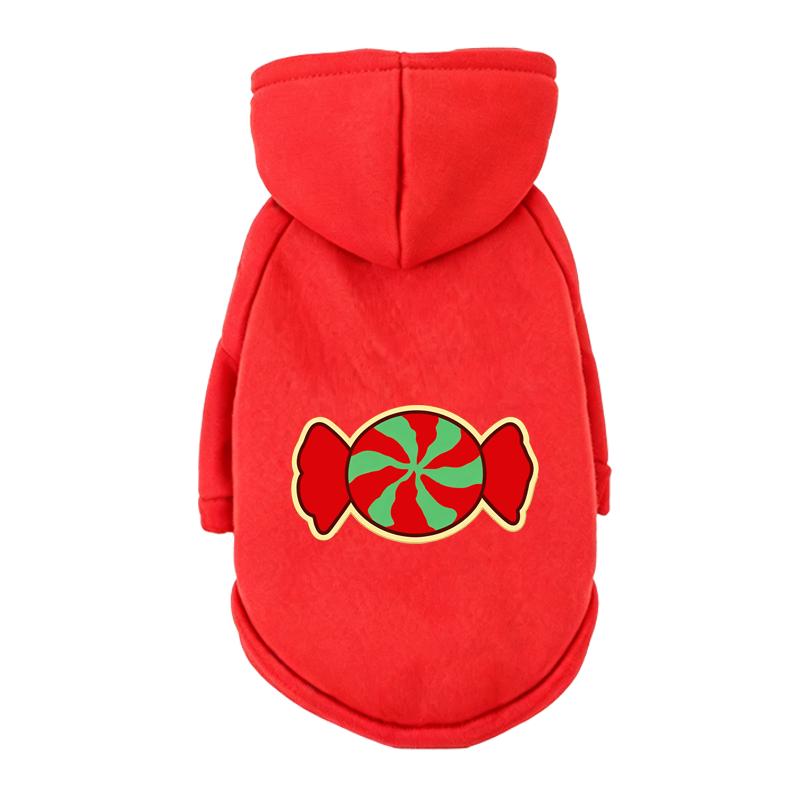 Christmas Cartoon Print Dog Hoodie Soft Warm Pet Sweatshirt X‑mas Holiday Festive Outfit Costume For Puppy French Bulldog
