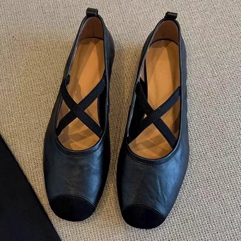 

Ретро универсальные одинарные туфли женские плоские супермягкие балетки с мелким вырезом квадратным носком вечерние туфли с перекрестным ремешком туфли Мэри Джейн 40
