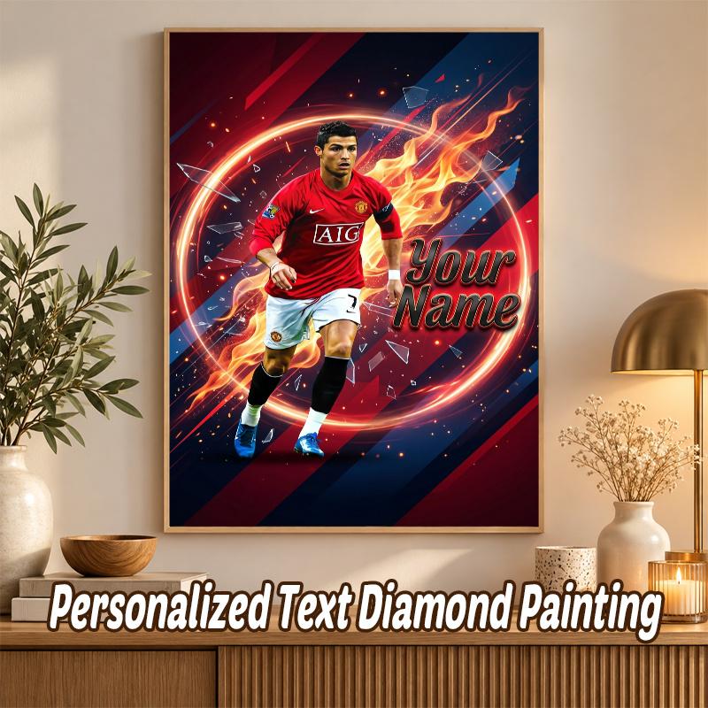 Cristiano Ronaldo Vlastní jméno Text 5D Diamantová malba Sada DIY Plné vrtání Diamantové umění Dekorace