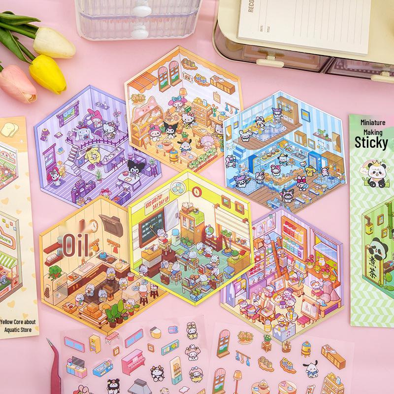 3D Miniature Diorama Stickers: DIY Stackable House Game for Kids