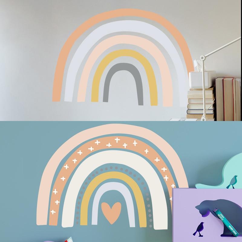Cartoon Rainbow Wall Stickers for Kids Room Nursery Decoration Decals Mural Baby Bedroom Living Room Wall Decoration