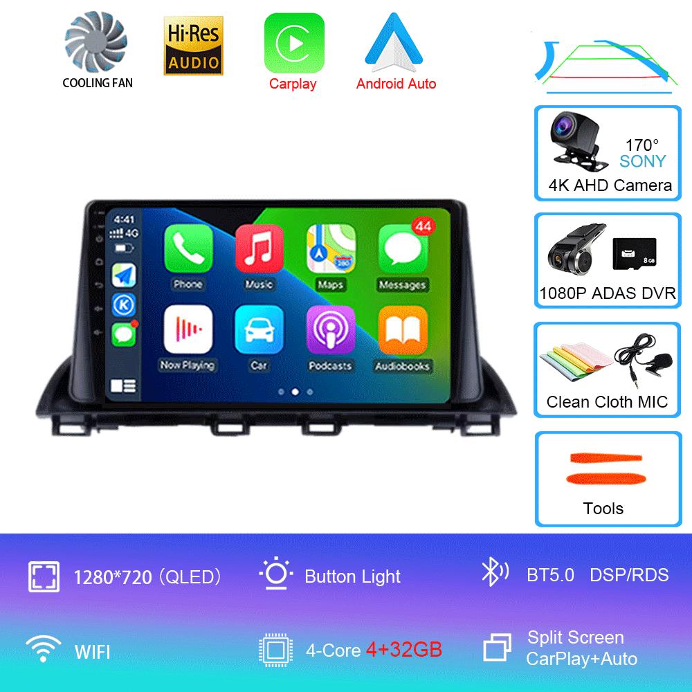 Car Radio Android 14 Carplay For Mazda 3 Axela 2013 2014 2015 2016 2017 2018 Navigation GPS Multimedia Player WiFi+4G Stereo BT