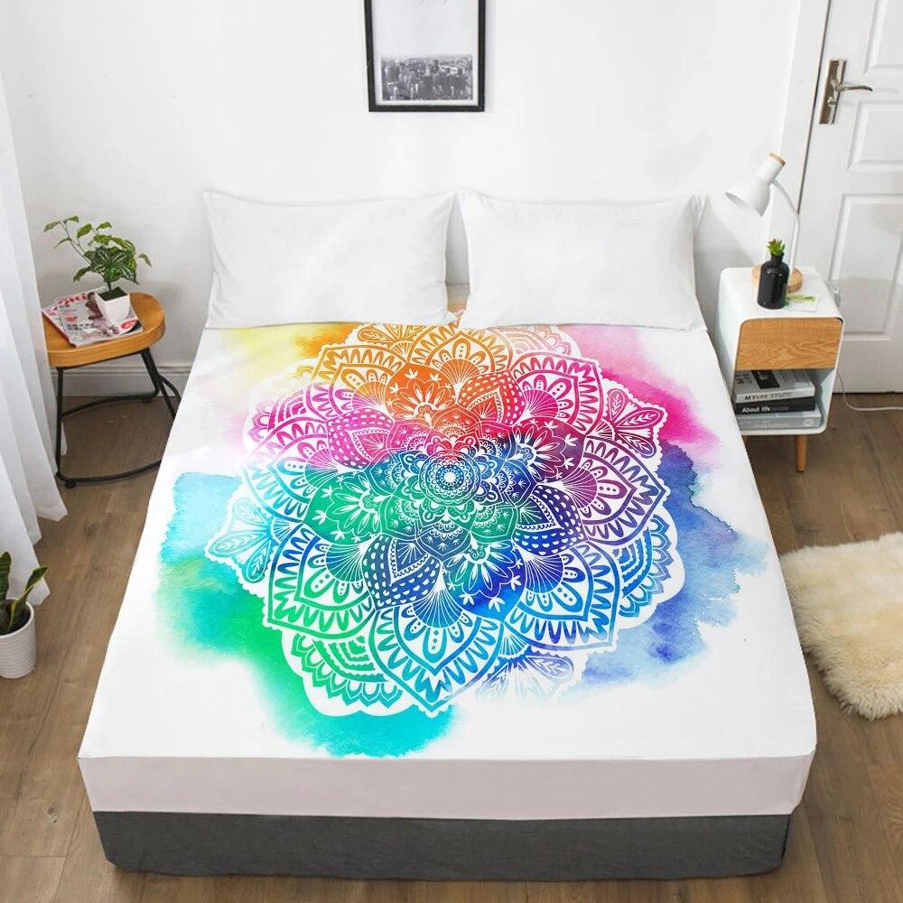 Customize Fitted Sheets Mattress Cover With Elastic Band 3D Bedsheet Linens 150x200 200x220 Bed Sheet Bedding Bohemia Indian
