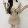 South Korea's Dongdaemun new temperament feminine red sexy neck Korean version suspender skirt women's cardigan two-piece set