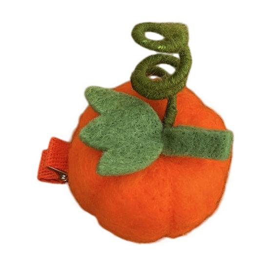 

Toddler Hair Pin Orange Shape Soft Fluffy Wool Felt Side Bang Hair Clip Good Luck Charm Fruit-themed Baby Hair Accessories pumpkin