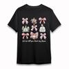 Women's Plus Size Classic T-Shirt Floral Bow and Building Silhouette Design Tee