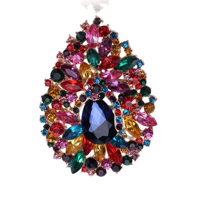 Hot Sale Crystal Water-drop Brooches for Women Vintage Fashion Pendant Style Elegant Wedding Pins Party Jewelry Brooch