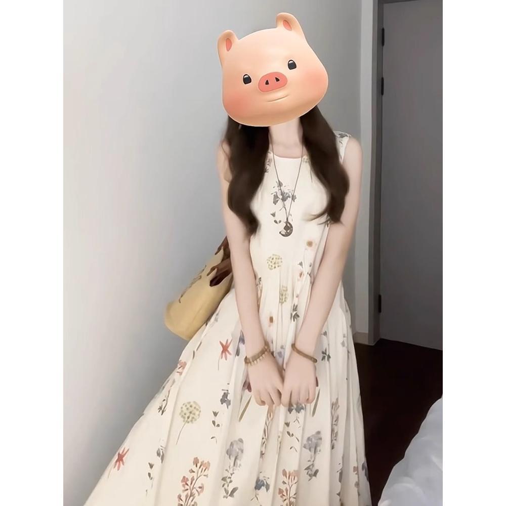 

Retro Floral Sleeveless Maxi Dress - Women s Summer Casual S (for under 45 kg)