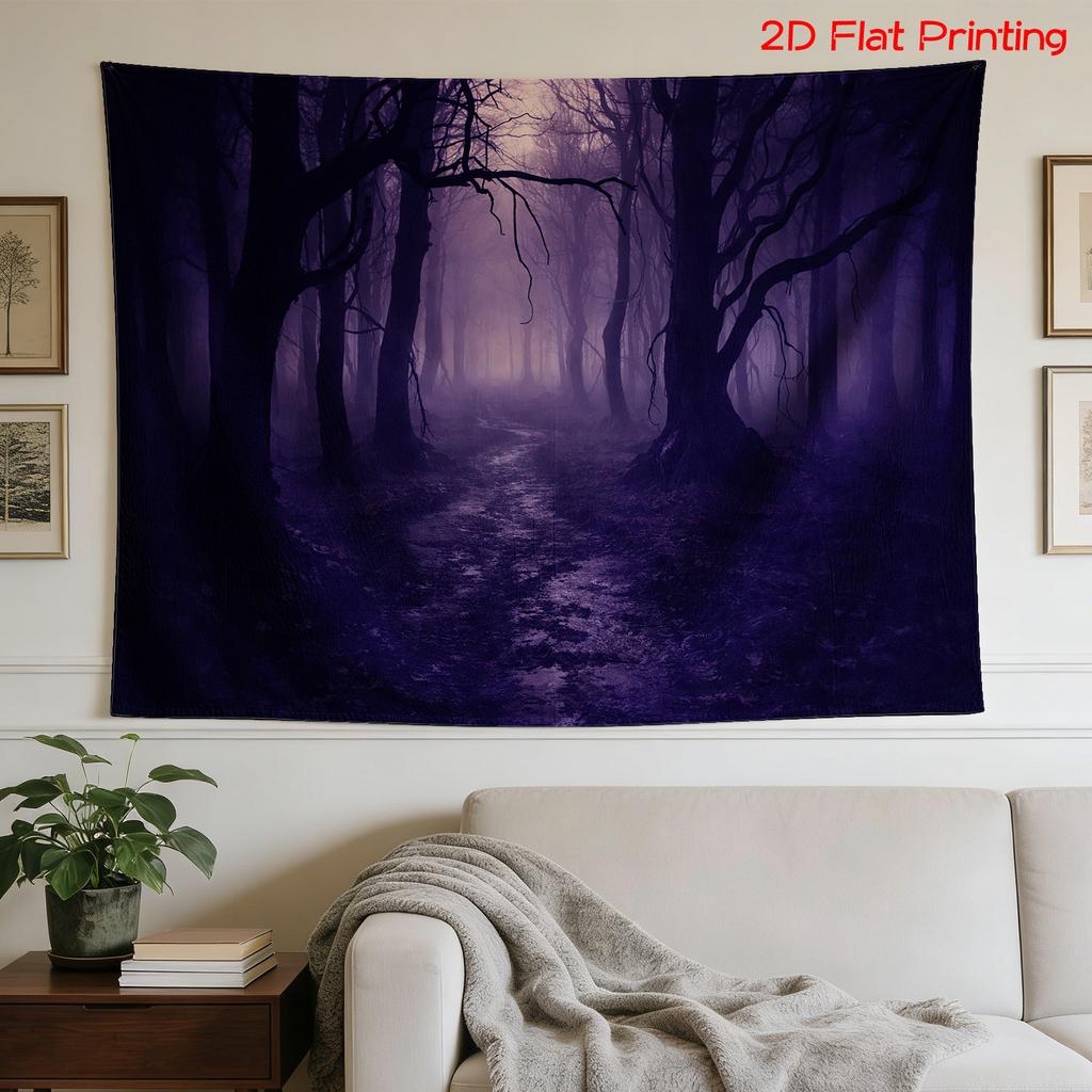 Dark Forest Tapestry Wall Hanging Abstract Digital Print Moody Nature Decor Polyester Boho Gothic Style Art Poster