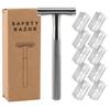 Double Edge Safety Razor for Men & Women, Metal Razor with 10 Platinum Coated Safety Razor Blades, Eco-Friendly Razor Razors