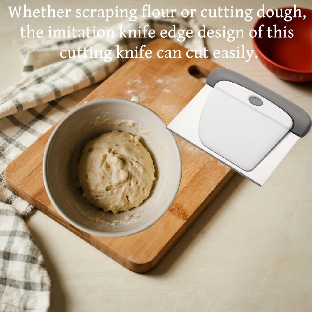 Kitchen Scraper - 2-in-1 Stainless Steel Bench Scraper & Dough Cutter, Dough Scraper for Kitchen Baking, Baking Tool for Flour, Fruits, Pizza with