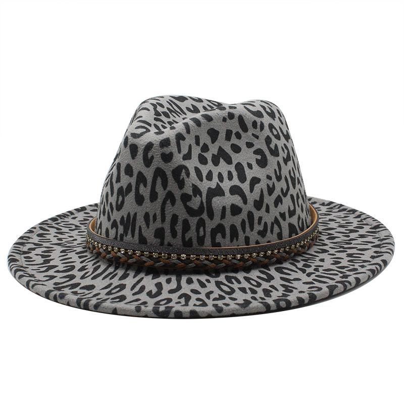 Leopard Woolen Top Hat Jazz Hat